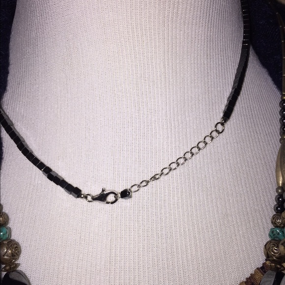 ⏬💖Hematite & Silver Block Necklace - Picture 2 of 5