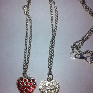 Beautiful shiny rhinestone  heart necklaces