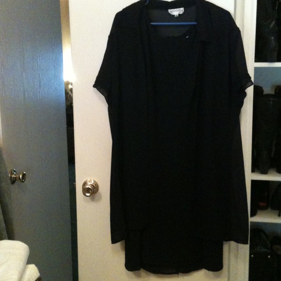 Black sleeveless dress with over cover size 18