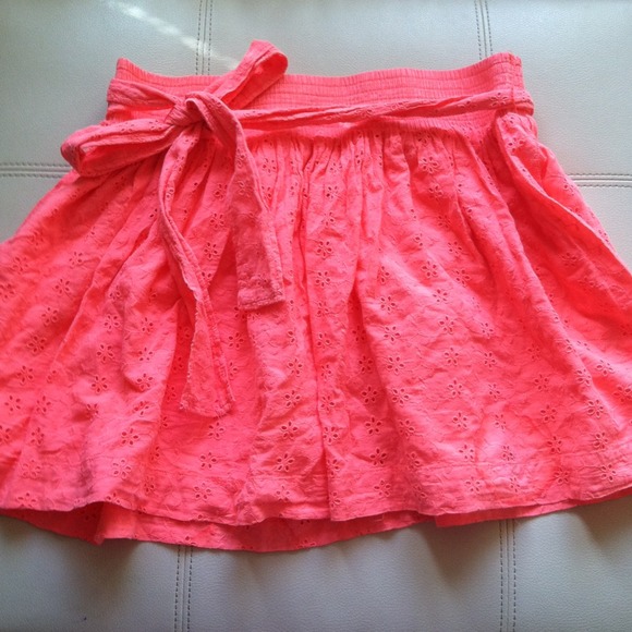 Neon Orange Eyelet Skirt