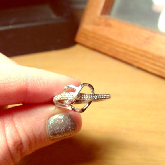 Silver heart infinity ring
