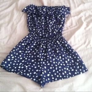 strapless polka dot romper