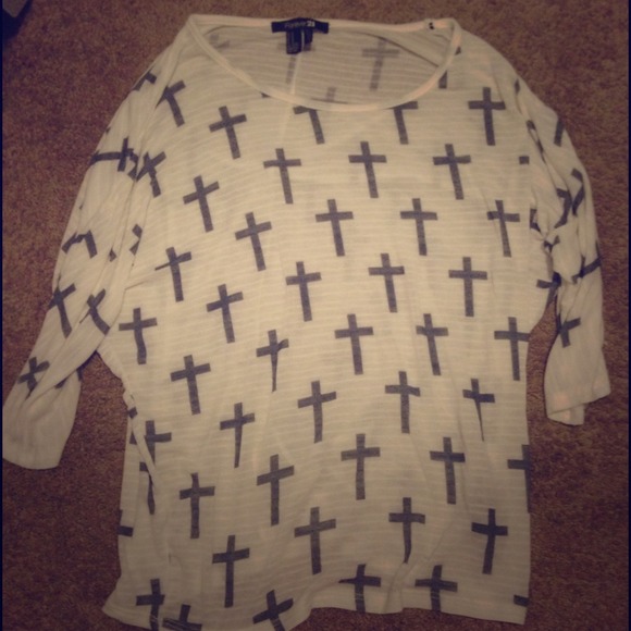 off the shoulder cross sheer shirt