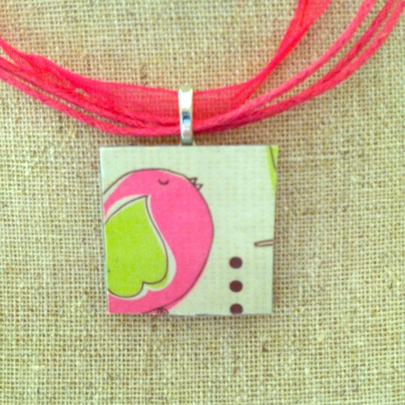 Square Glass Pendant with Cord