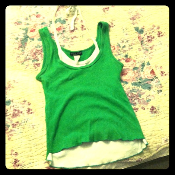 RESERVED!! Green/white muscle shirt/ halter top!