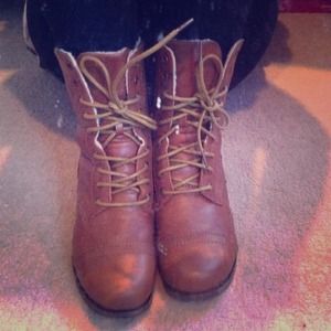 Light brown combat boots