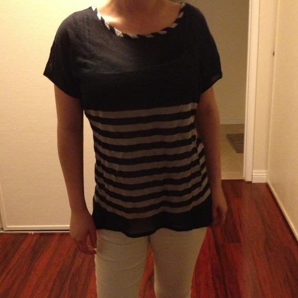 Striped grey and blue top
