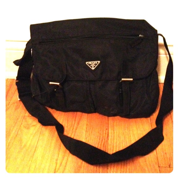 Prada black messenger bag.