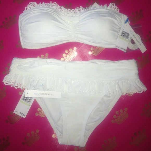 Accessories - White ruffle bathing suit.
