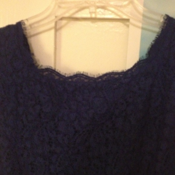 Adrianna Papell navy blue lace dress. - Picture 2 of 4