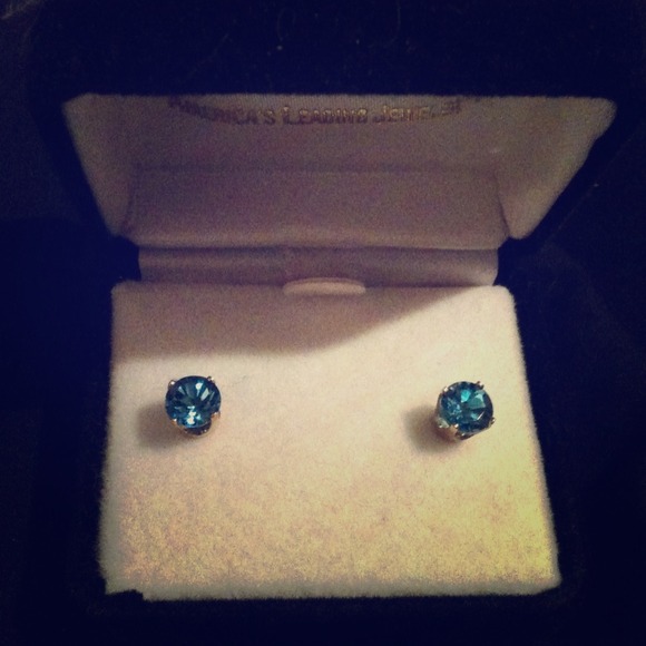 Genuine Blue Topaz and Gold Earrings