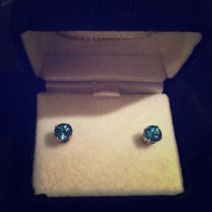 Genuine Blue Topaz and Gold Earrings
