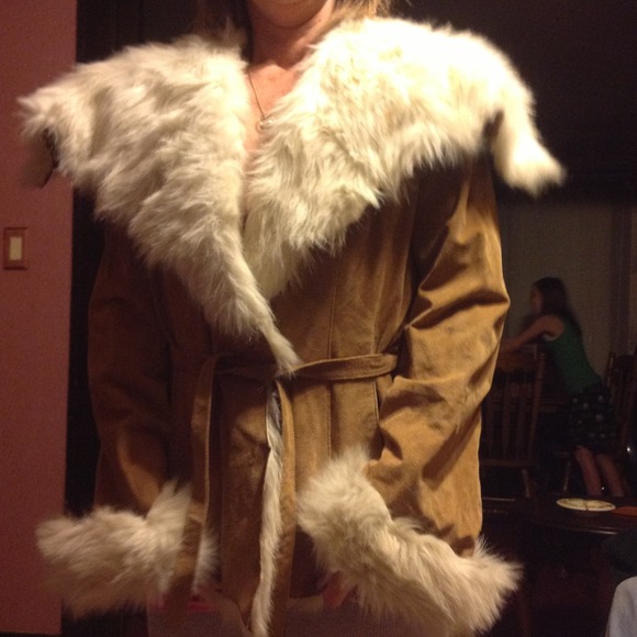 Brown leather and faux fur jacket from Wilson's