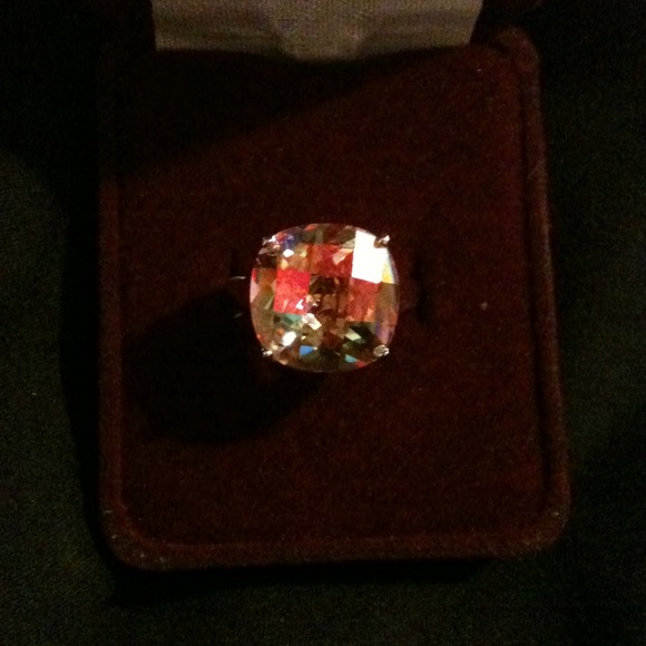 Silver with Iridescent Stone Cocktail Ring