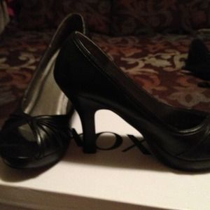 Black open toe heels