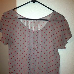 Red/orange poke a dot top