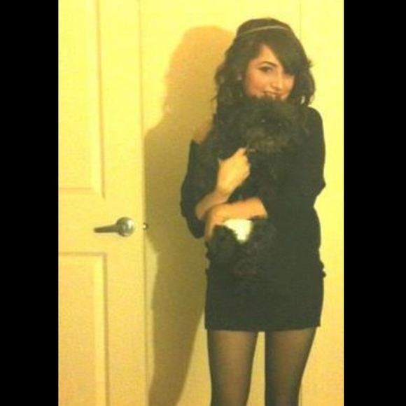 Off shoulder black sweater dress!