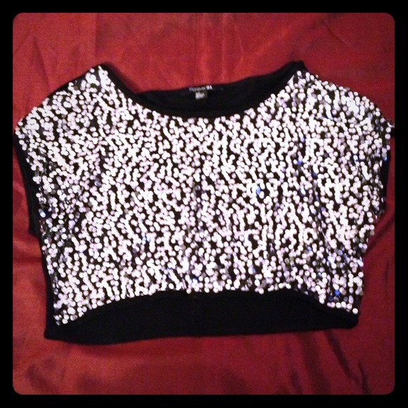 Forever 21 Silver Sequin Crop Top