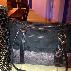 Coach black silver handbag