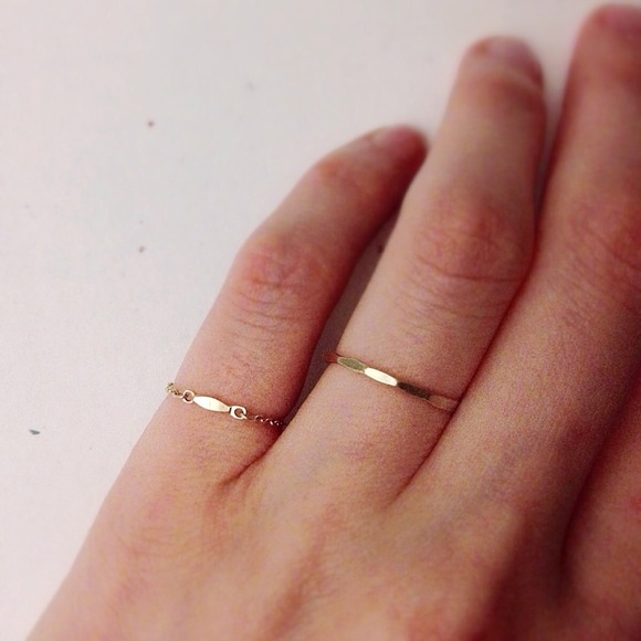 Jewelry - dainty yellow gold filled bar chain ring Jewelry - dainty yellow gold filled bar chain ring