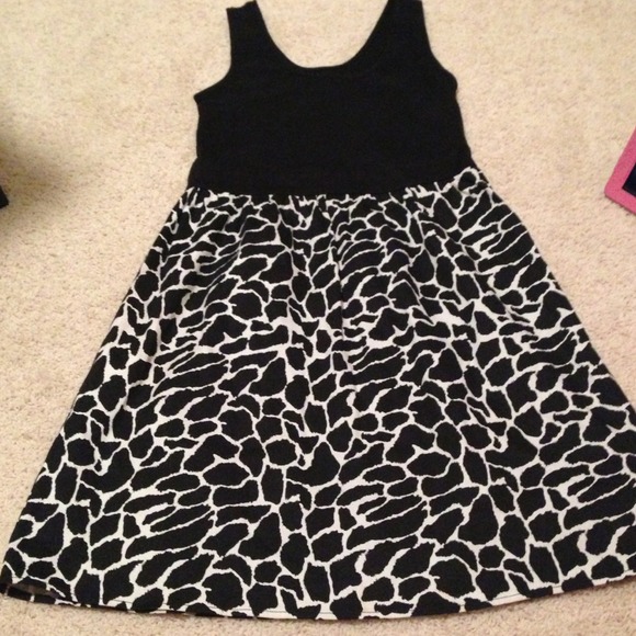 Black giraffe print dress