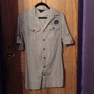 button up rockabilly khaki shirt/dress