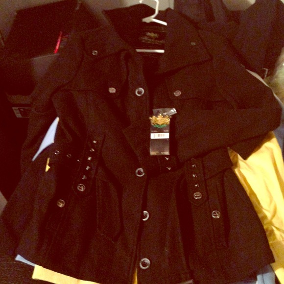 Sold ------Black short waisted wool French coat