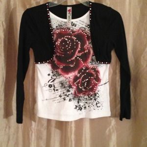 Cute girls rose shirt w/ attached vest