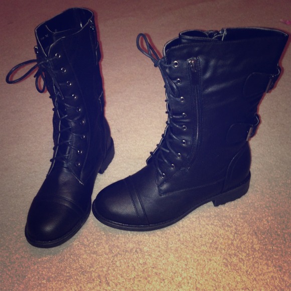Black combat boots