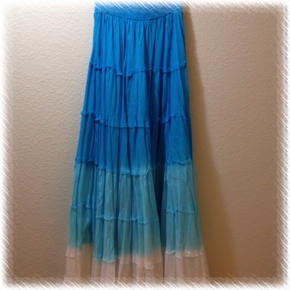 Blue tube top maxi dress