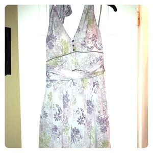 Dress w/ purple, green & maroon flowers