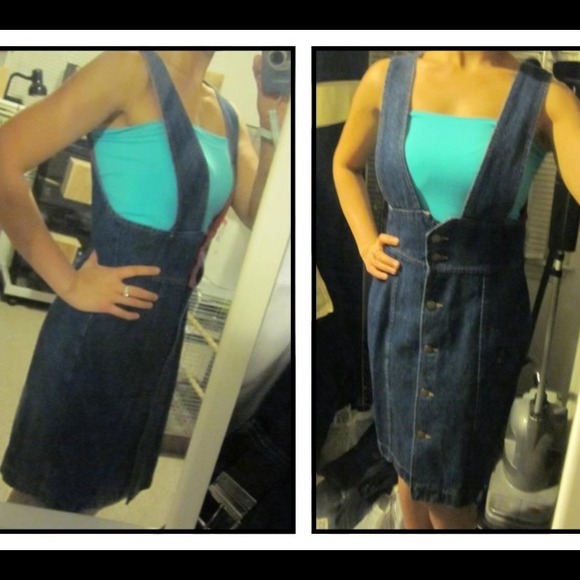 Unique overalls denim dress