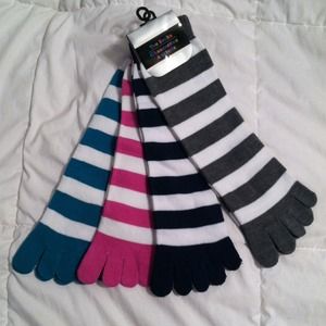 All 3 Toe Socks: grey/pink/turquoise $7