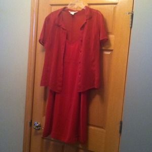 Express Red spaghetti strap dress & shirt