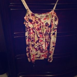 Lauren Conrad floral ruffled tank top