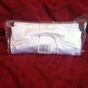 Brand new white satin clutch
