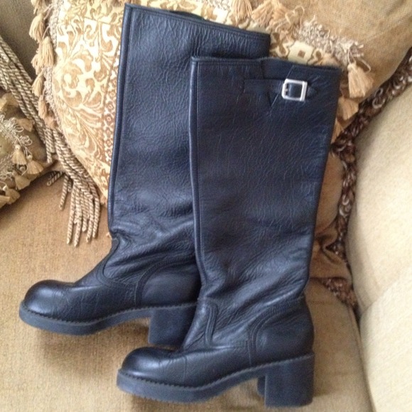 Tall Black Leather Boots by ESPRIT Size 7