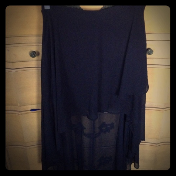 Black Chiffon High Low Skirt