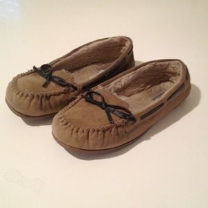 Brown moccasins.