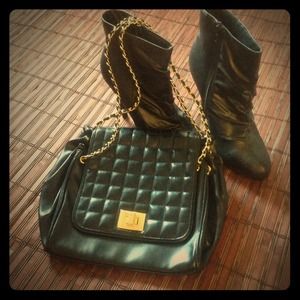 SOLD Quilted top bag with gold chain strap