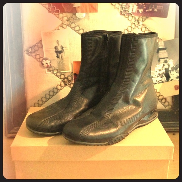 Cole Han with Nike Black Leather Booties