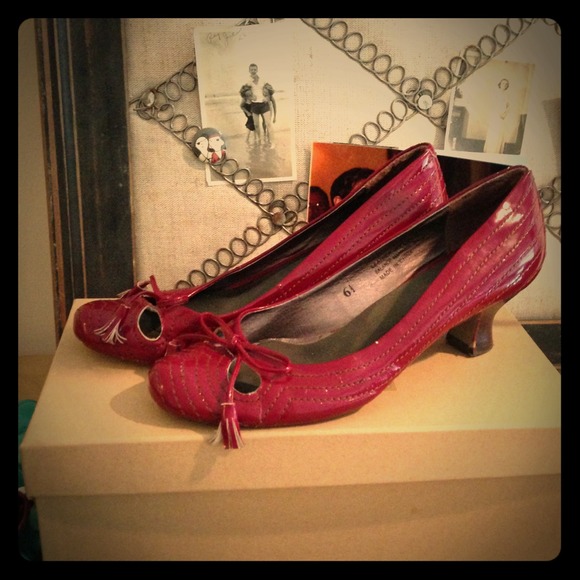 Cranberry Red Patent Leather pumps.