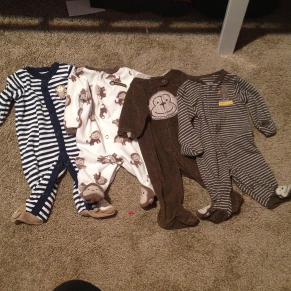 4 baby boy monkey outfits! NEWBORN