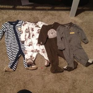 4 baby boy monkey outfits! NEWBORN