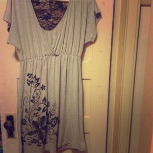 Grey floral lace dress