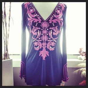 ✂️💎NWT💎Sm Navy Pink Rhinestone SOFT Top Heavenly