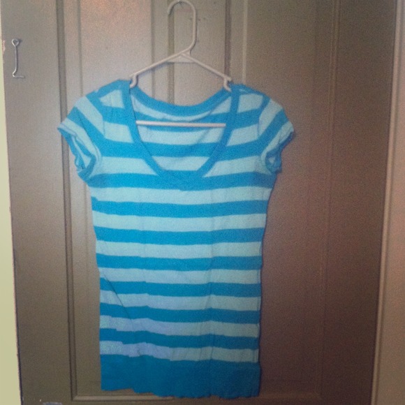 Light and dark blue striped t-shirt