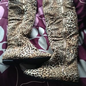 Cheetah print over the knee boots