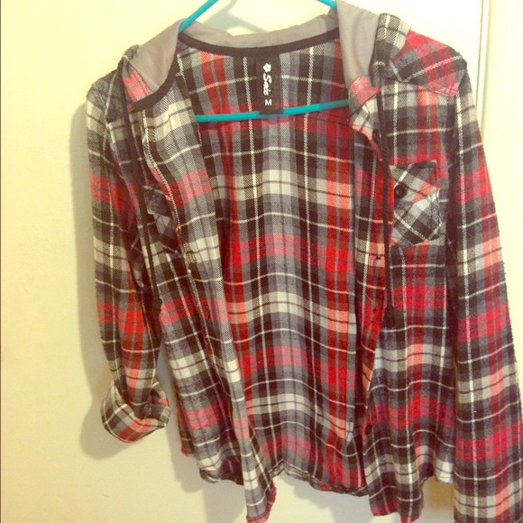 Style & Co. Sweaters - Plaid sweater hoodie, Red, Flannel
