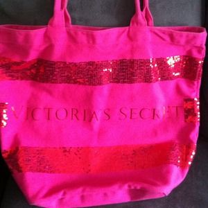 Victoria Secret Fusia Pink Canvas Bag ( used )